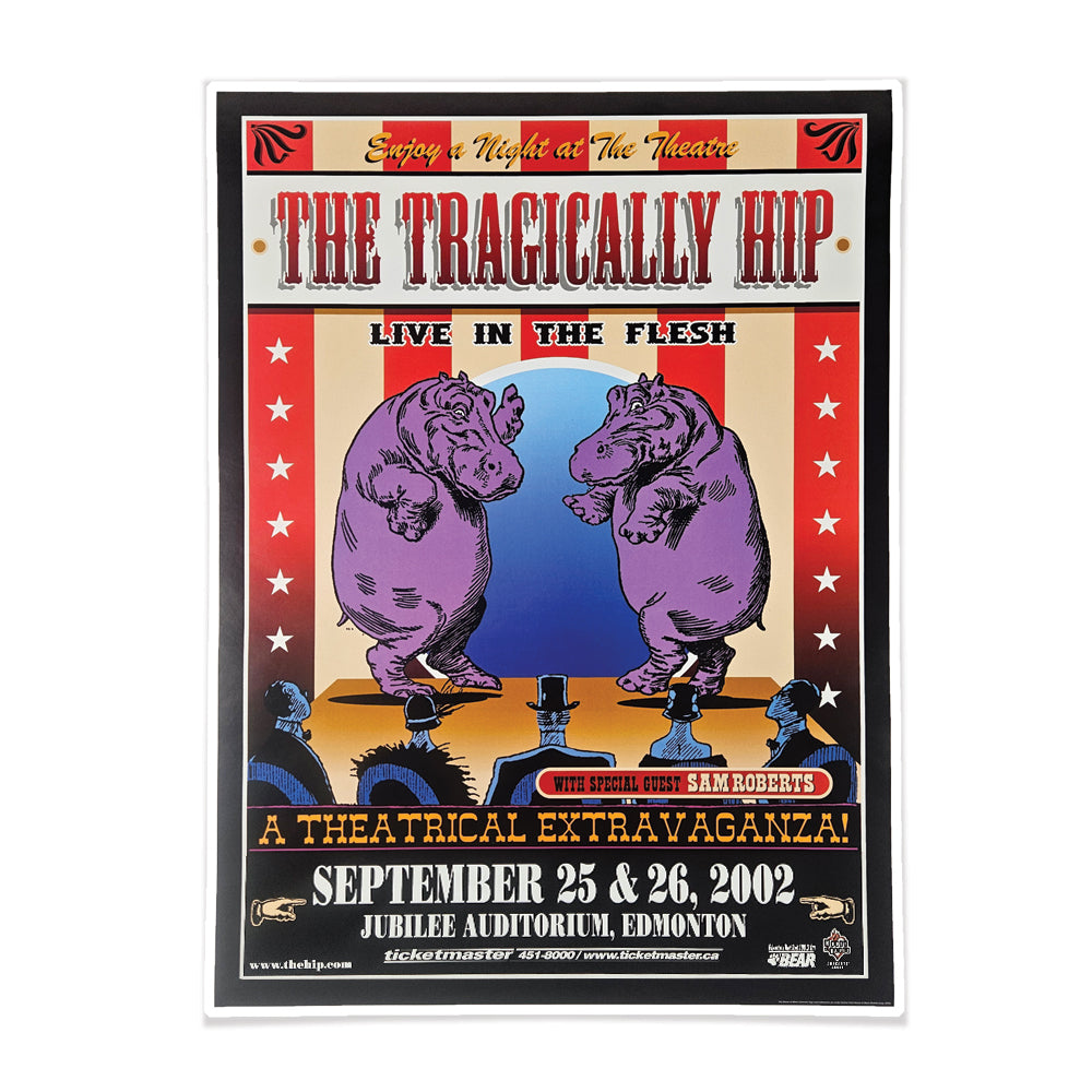 The Tragically Hip VINTAGE POSTER Live September 25 & 26, 2002 at Jubilee Auditorium, Edmonton