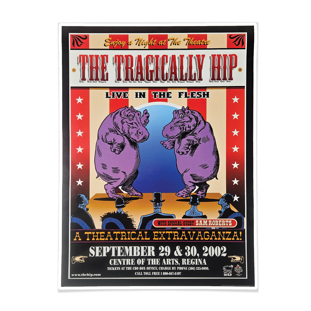 The Tragically Hip VINTAGE POSTER Live September 29 & 30, 2002 at Centre for the Arts, Regina