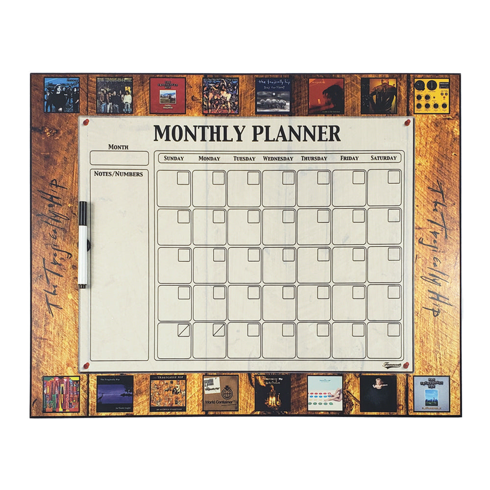 30 Day Planning Calendar. Tragically Hip Dry-Erase 30-Day Planner Plaque with black erasable marker.
